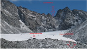 Вид на цирк перевала Титова (2а) с ледника Аккемский
